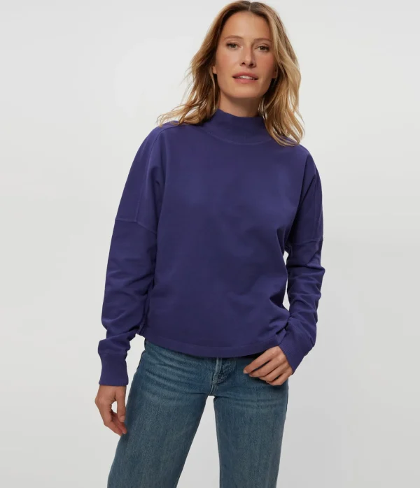 Michael Stars Mila Mock Neck Sweatshirt- Loungewear
