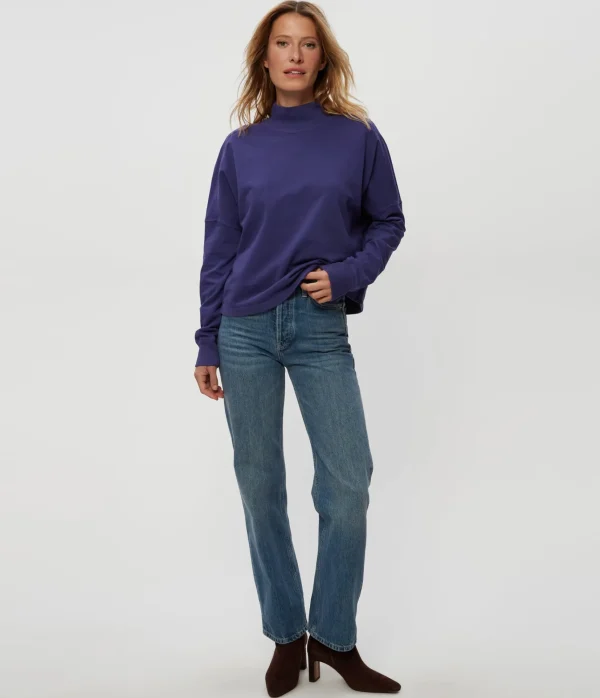 Michael Stars Mila Mock Neck Sweatshirt- Loungewear