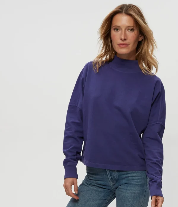 Michael Stars Mila Mock Neck Sweatshirt- Loungewear