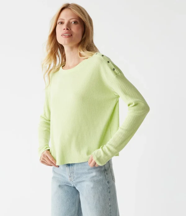Michael Stars Milo Shoulder Snap Thermal Top- T-Shirts | Loungewear