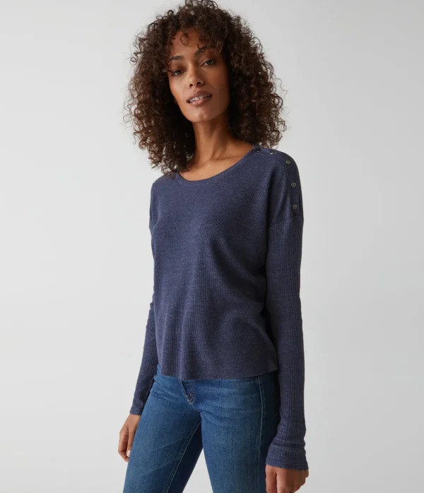 Michael Stars Milo Shoulder Snap Thermal Top- T-Shirts | Loungewear