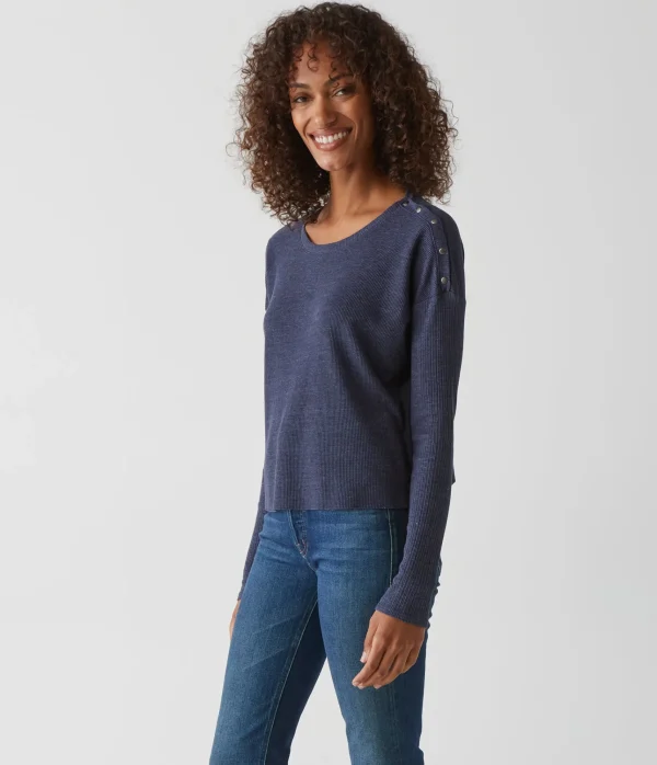 Michael Stars Milo Shoulder Snap Thermal Top- T-Shirts | Loungewear