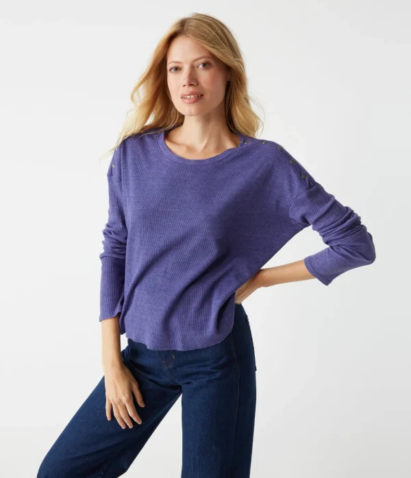 Michael Stars Milo Shoulder Snap Thermal Top- T-Shirts | Loungewear