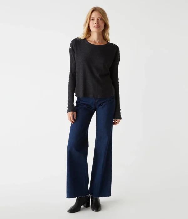 Michael Stars Milo Shoulder Snap Thermal Top- T-Shirts | Loungewear