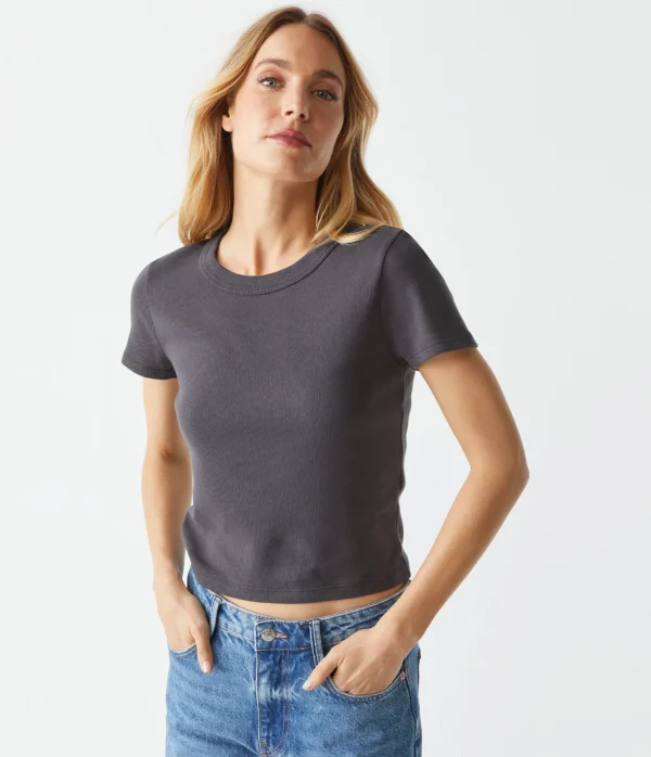 Michael Stars Mimi Cropped Tee- T-Shirts | 1x1 Cotton T-Shirts