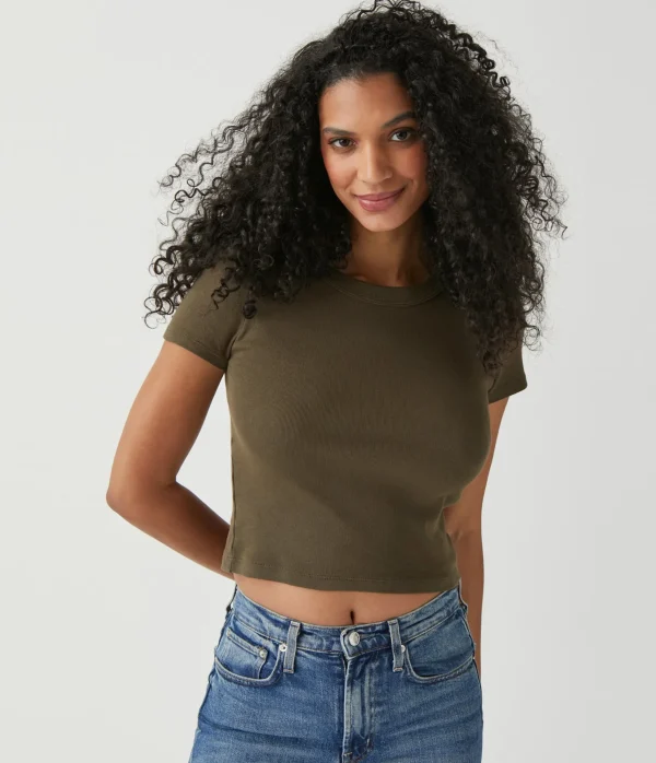 Michael Stars Mimi Cropped Tee- T-Shirts | 1x1 Cotton T-Shirts