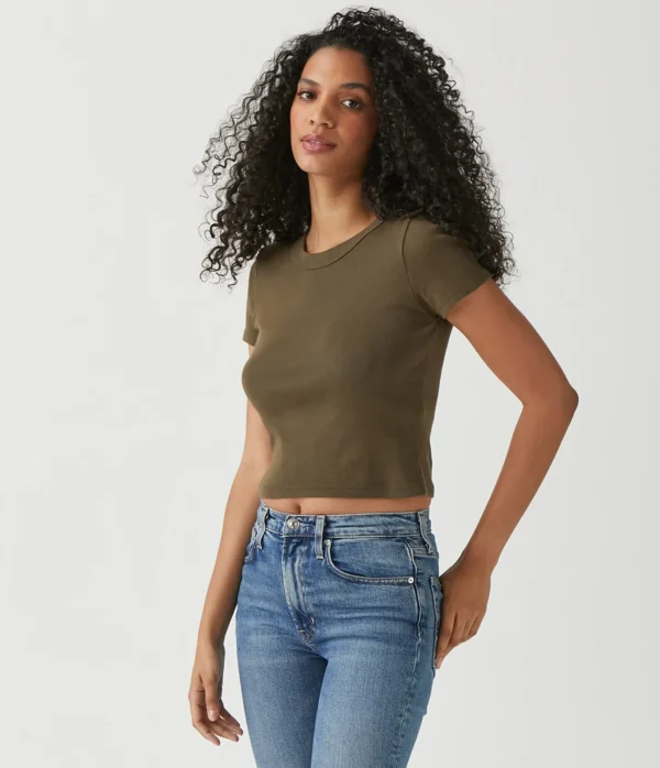 Michael Stars Mimi Cropped Tee- T-Shirts | 1x1 Cotton T-Shirts