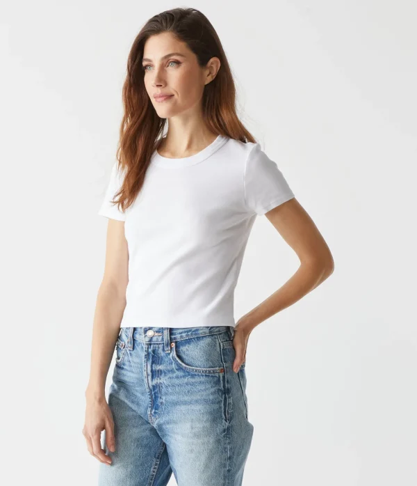 Michael Stars Mimi Cropped Tee- T-Shirts | 1x1 Cotton T-Shirts