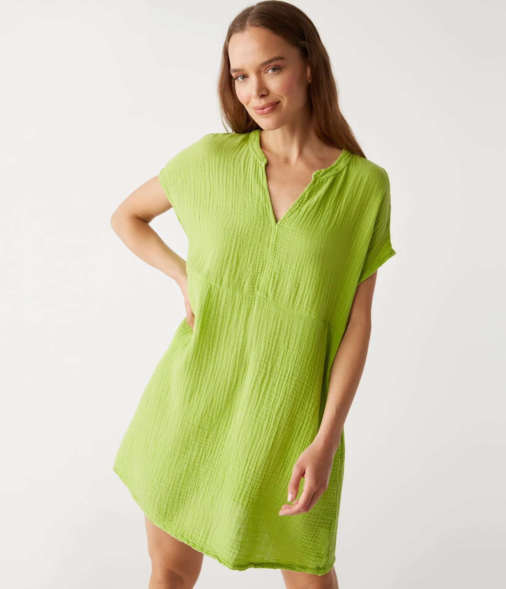 mira_split_neck_dress_0.webp Michael Stars Mira Split Neck Dress- Dresses | Mini Dresses