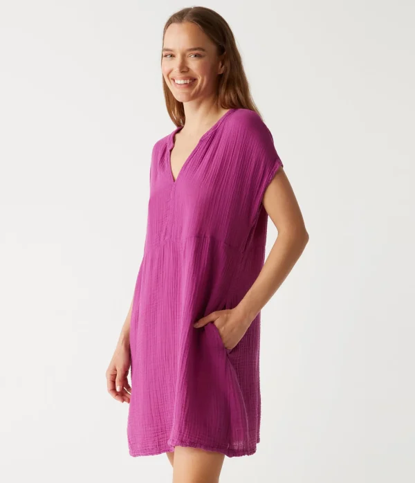 Michael Stars Mira Split Neck Dress- Dresses | Mini Dresses