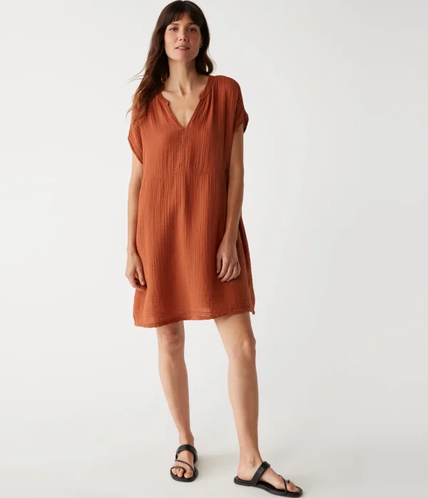 Michael Stars Mira Split Neck Dress- Dresses | Mini Dresses