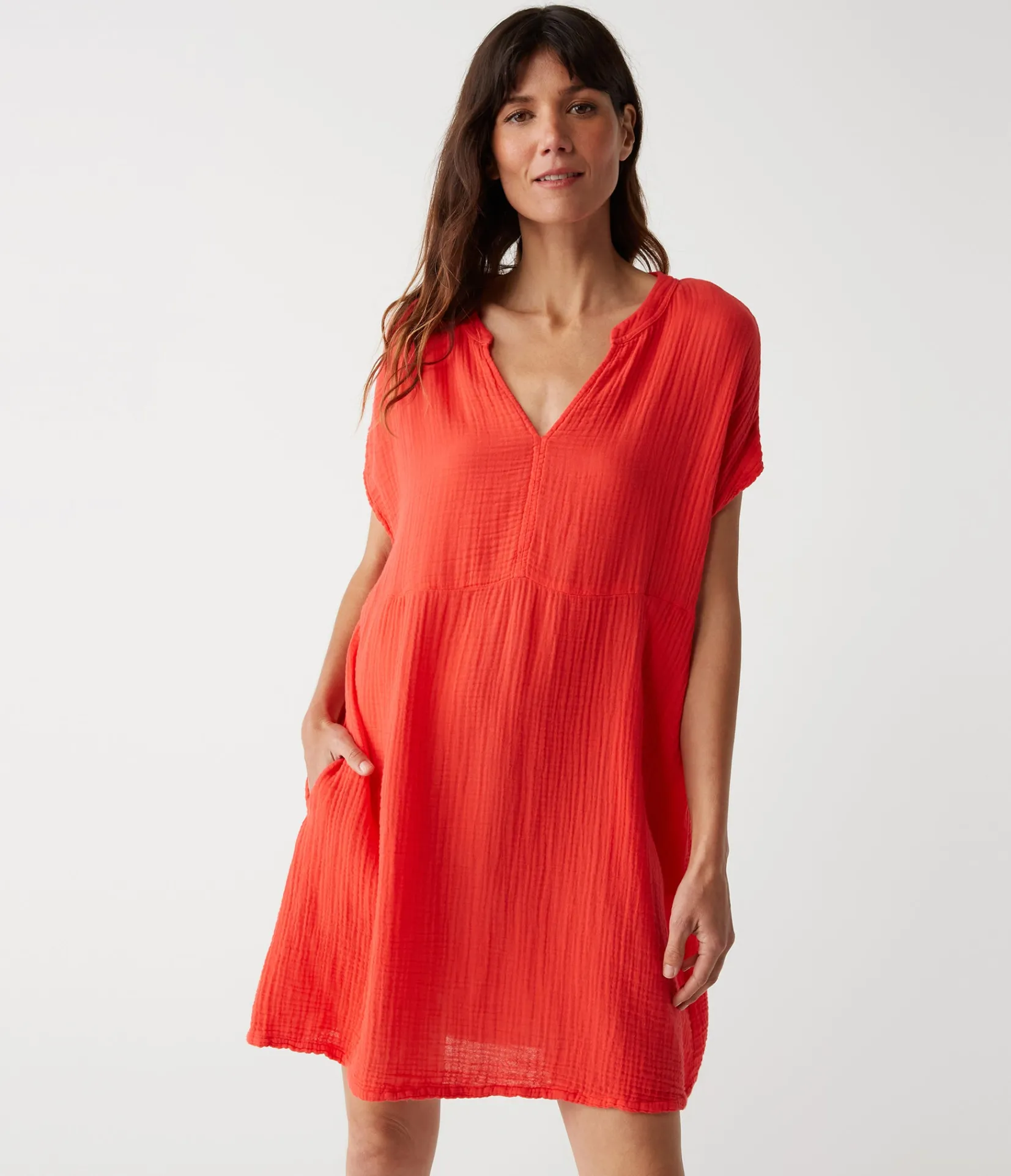 mira_split_neck_dress_16.webp Michael Stars Mira Split Neck Dress- Dresses | Mini Dresses