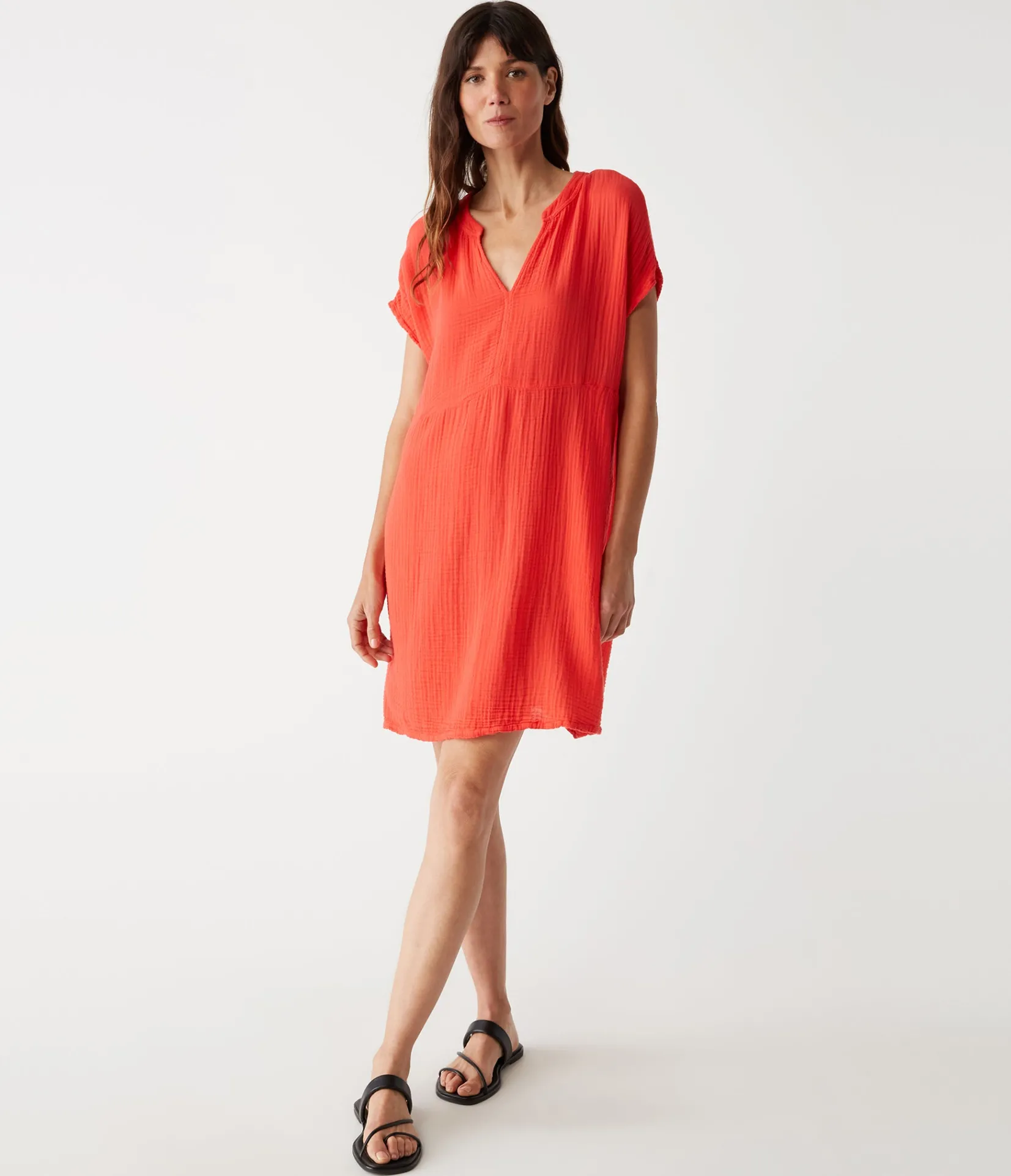 mira_split_neck_dress_17.webp Michael Stars Mira Split Neck Dress- Dresses | Mini Dresses