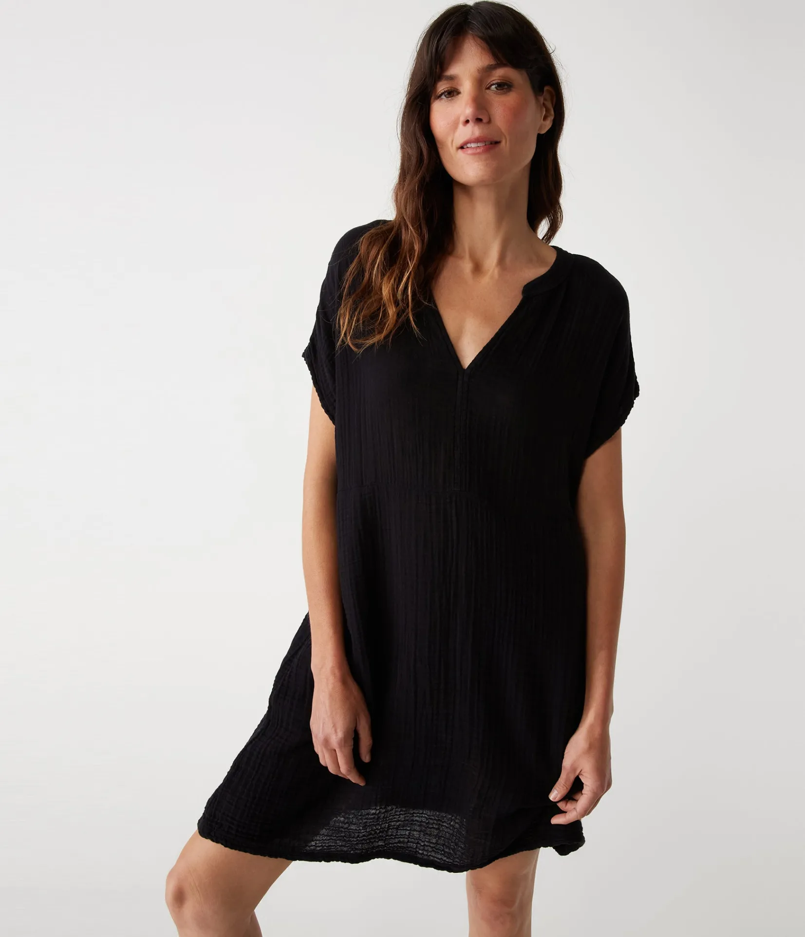 mira_split_neck_dress_20.webp Michael Stars Mira Split Neck Dress- Dresses | Mini Dresses