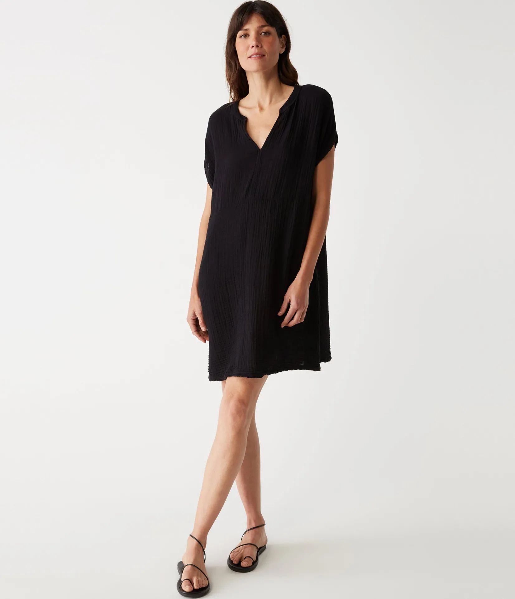 mira_split_neck_dress_21.webp Michael Stars Mira Split Neck Dress- Dresses | Mini Dresses