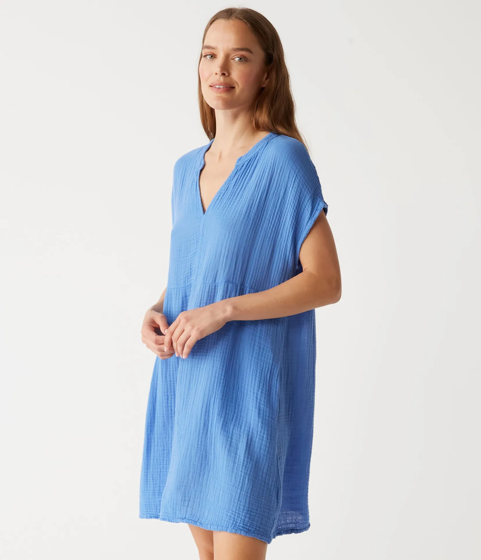 mira_split_neck_dress_26.webp Michael Stars Mira Split Neck Dress- Dresses | Mini Dresses
