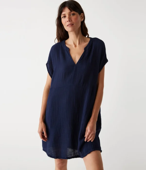 Michael Stars Mira Split Neck Dress- Dresses | Mini Dresses