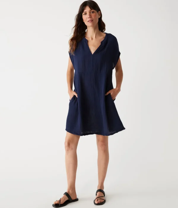 Michael Stars Mira Split Neck Dress- Dresses | Mini Dresses
