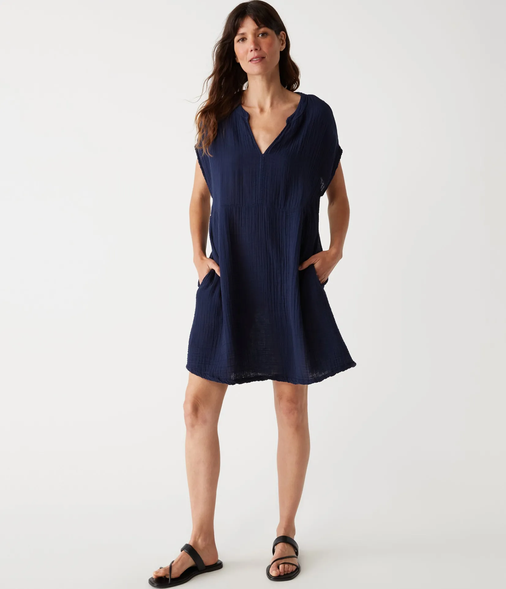 mira_split_neck_dress_5.webp Michael Stars Mira Split Neck Dress- Dresses | Mini Dresses