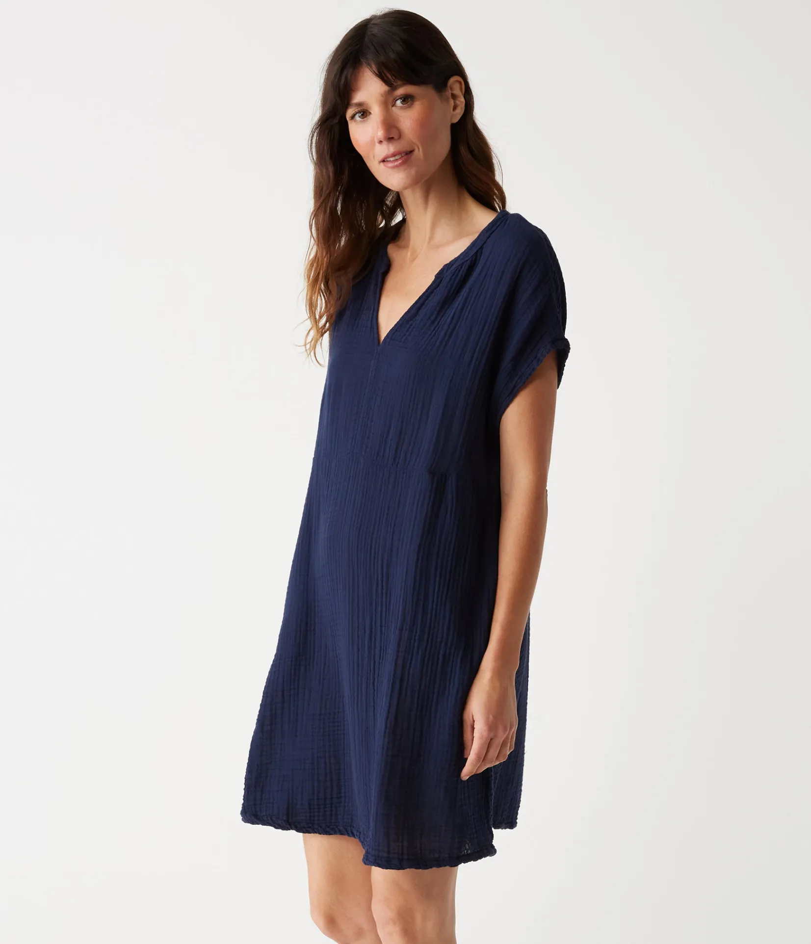 mira_split_neck_dress_6.webp Michael Stars Mira Split Neck Dress- Dresses | Mini Dresses