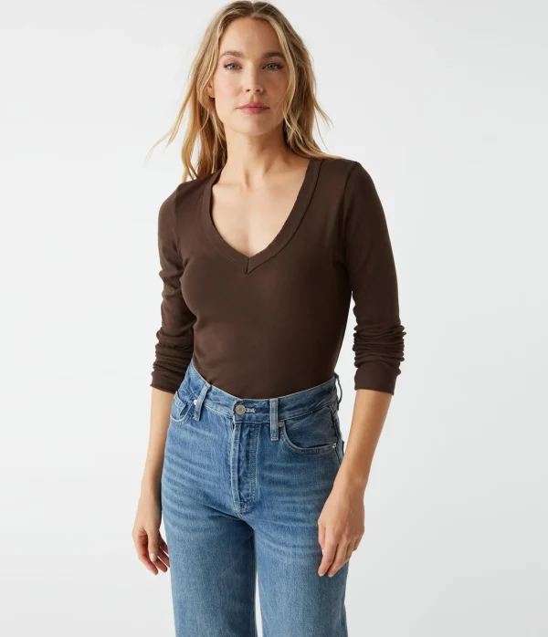 Michael Stars Molly V-Neck Tee- T-Shirts | Supima Cotton T-Shirts