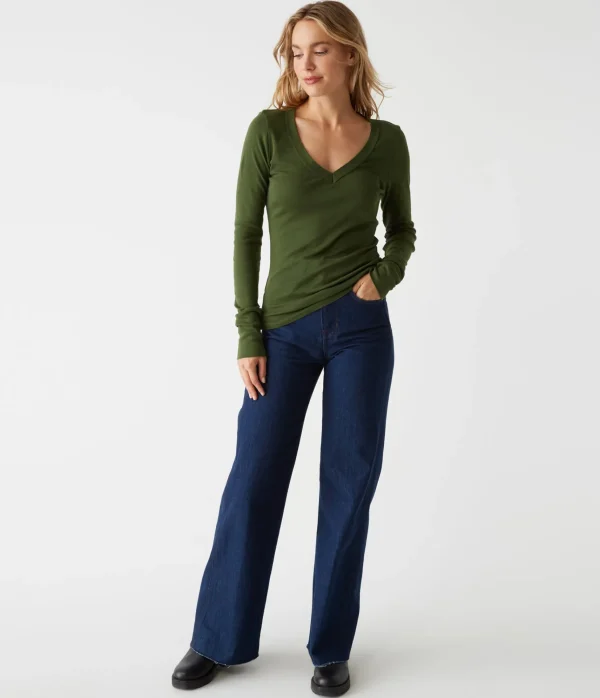 Michael Stars Molly V-Neck Tee- T-Shirts | Supima Cotton T-Shirts