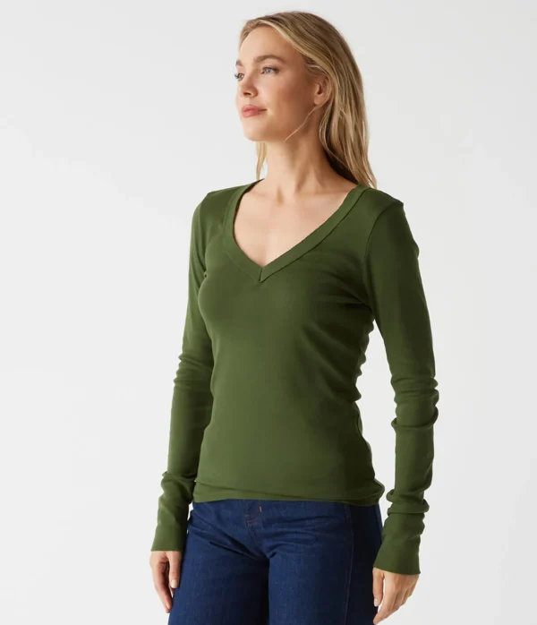 Michael Stars Molly V-Neck Tee- T-Shirts | Supima Cotton T-Shirts
