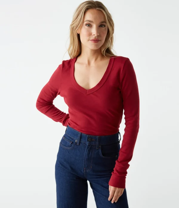 Michael Stars Molly V-Neck Tee- T-Shirts | Supima Cotton T-Shirts