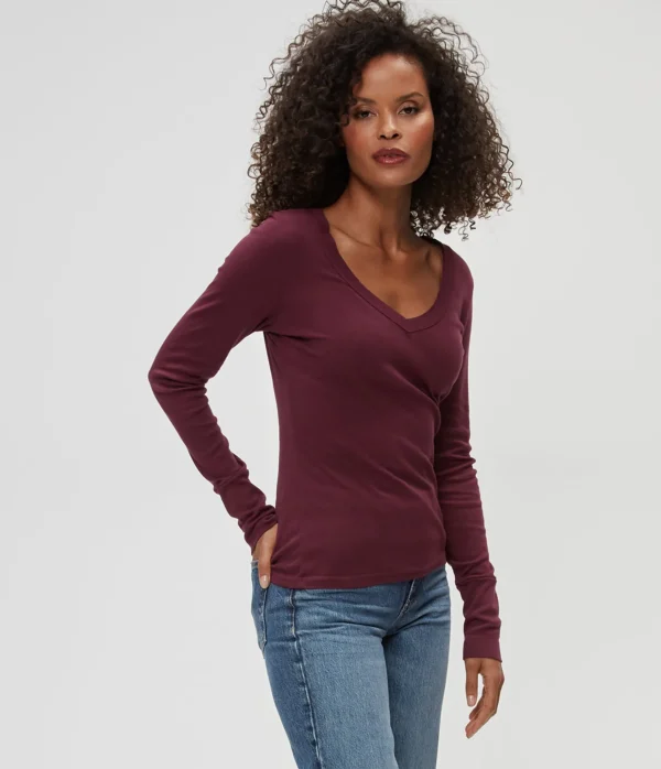 Michael Stars Molly V-Neck Tee- T-Shirts | Supima Cotton T-Shirts