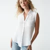 Michael Stars Monique Gauze Button Down Tank- Tops, Blouses & Shirts