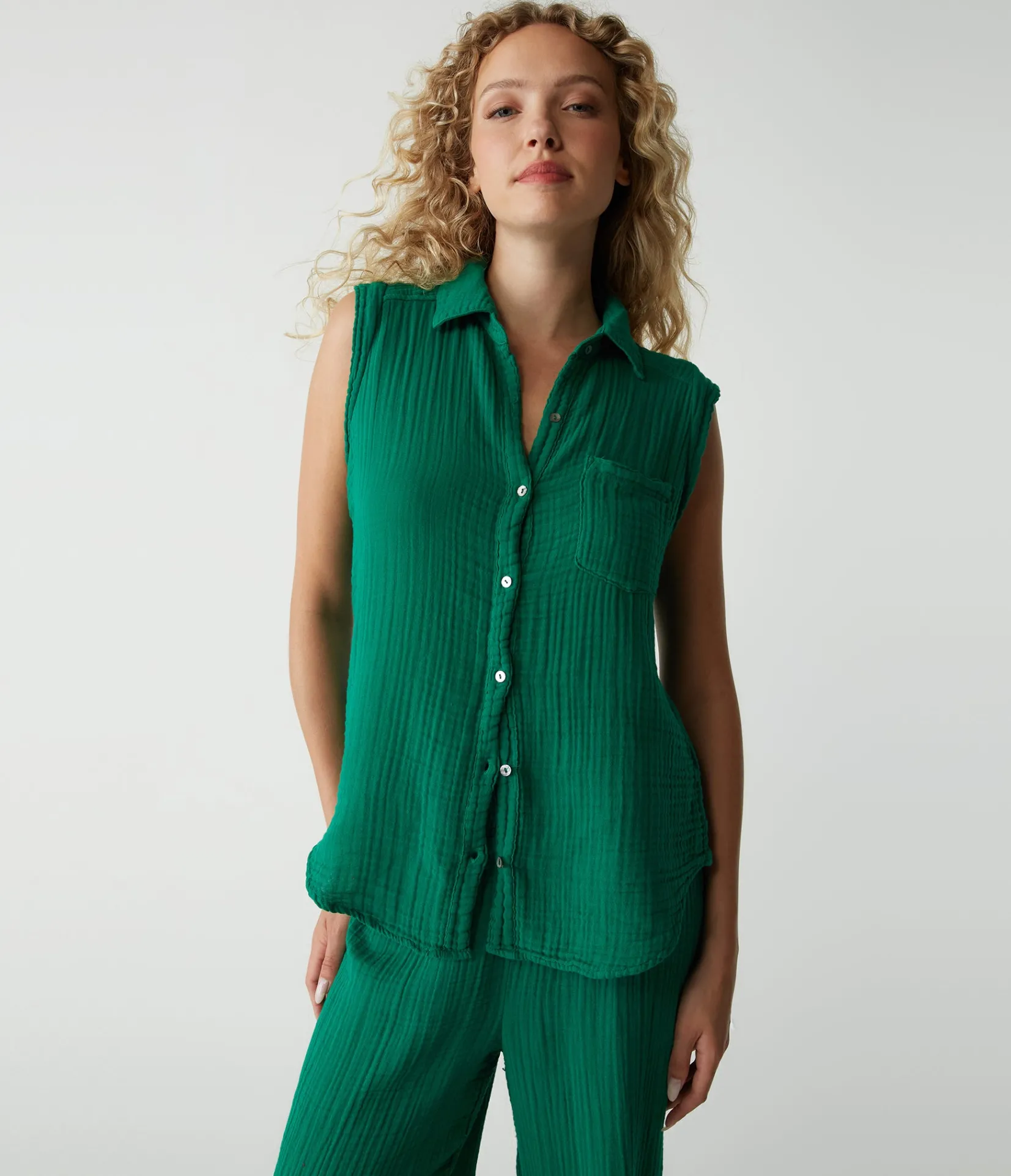 monique_gauze_button_down_tank_13.webp Michael Stars Monique Gauze Button Down Tank- Tops, Blouses & Shirts