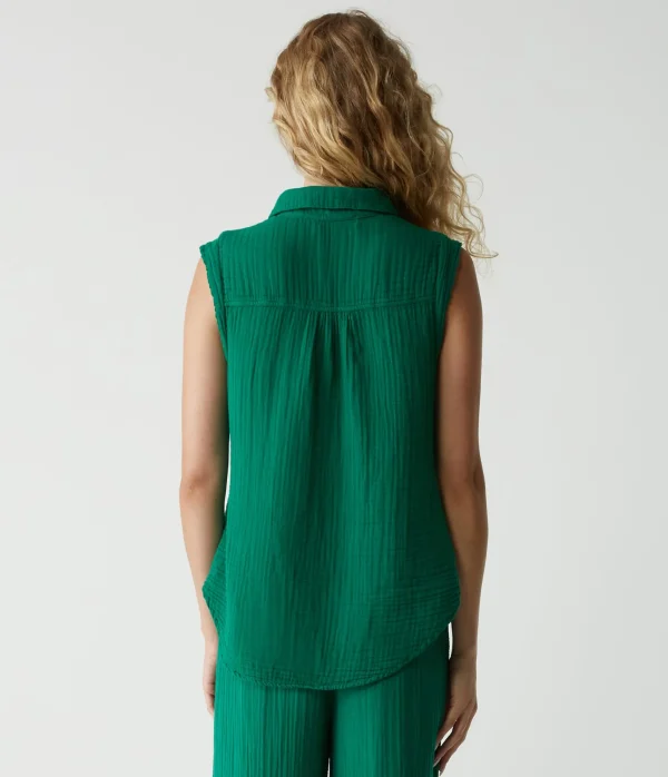 Michael Stars Monique Gauze Button Down Tank- Tops, Blouses & Shirts