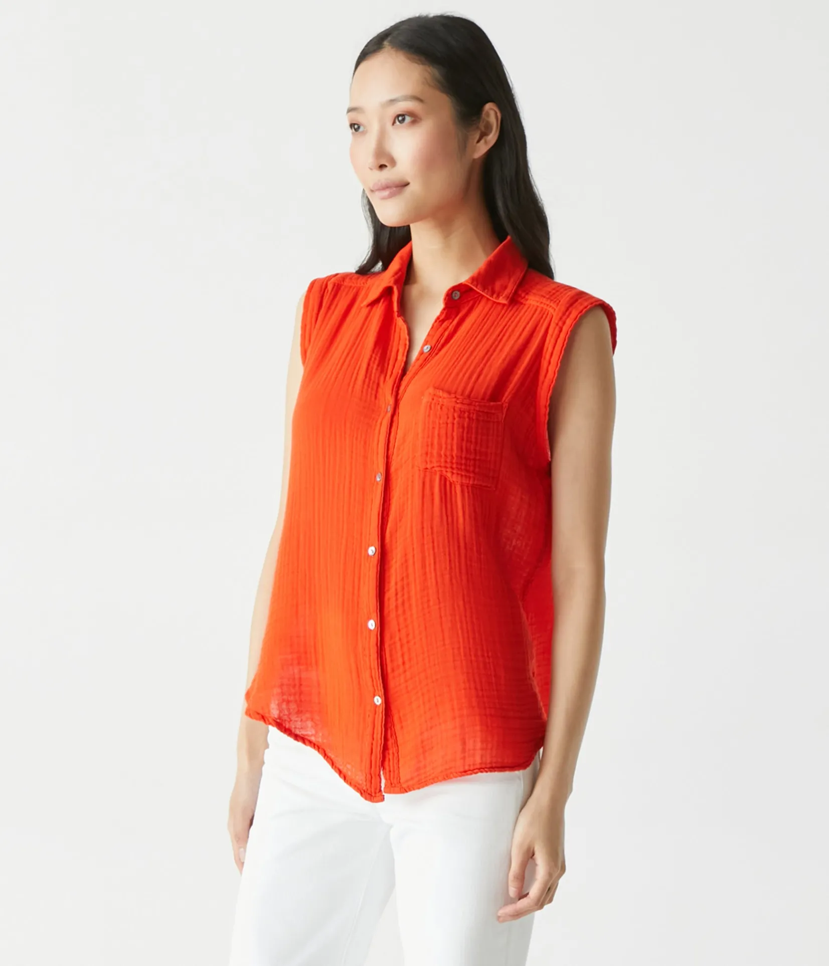 monique_gauze_button_down_tank_18.webp Michael Stars Monique Gauze Button Down Tank- Tops, Blouses & Shirts
