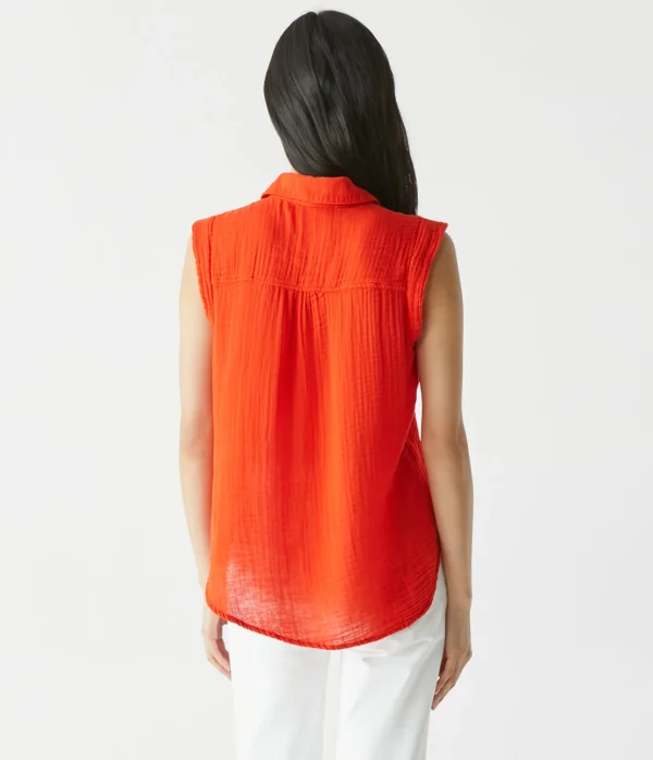 Michael Stars Monique Gauze Button Down Tank- Tops, Blouses & Shirts