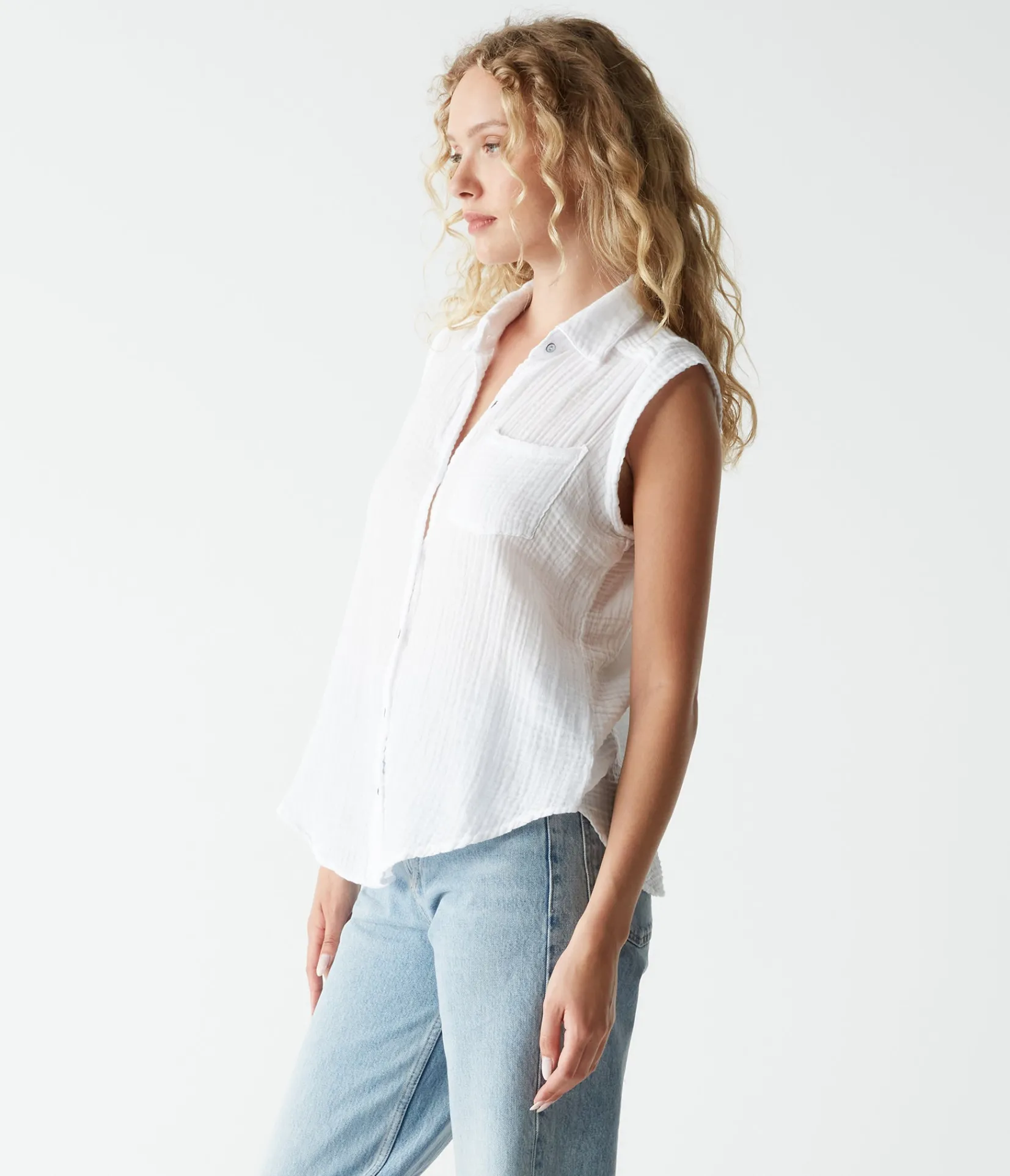 monique_gauze_button_down_tank_2.webp Michael Stars Monique Gauze Button Down Tank- Tops, Blouses & Shirts
