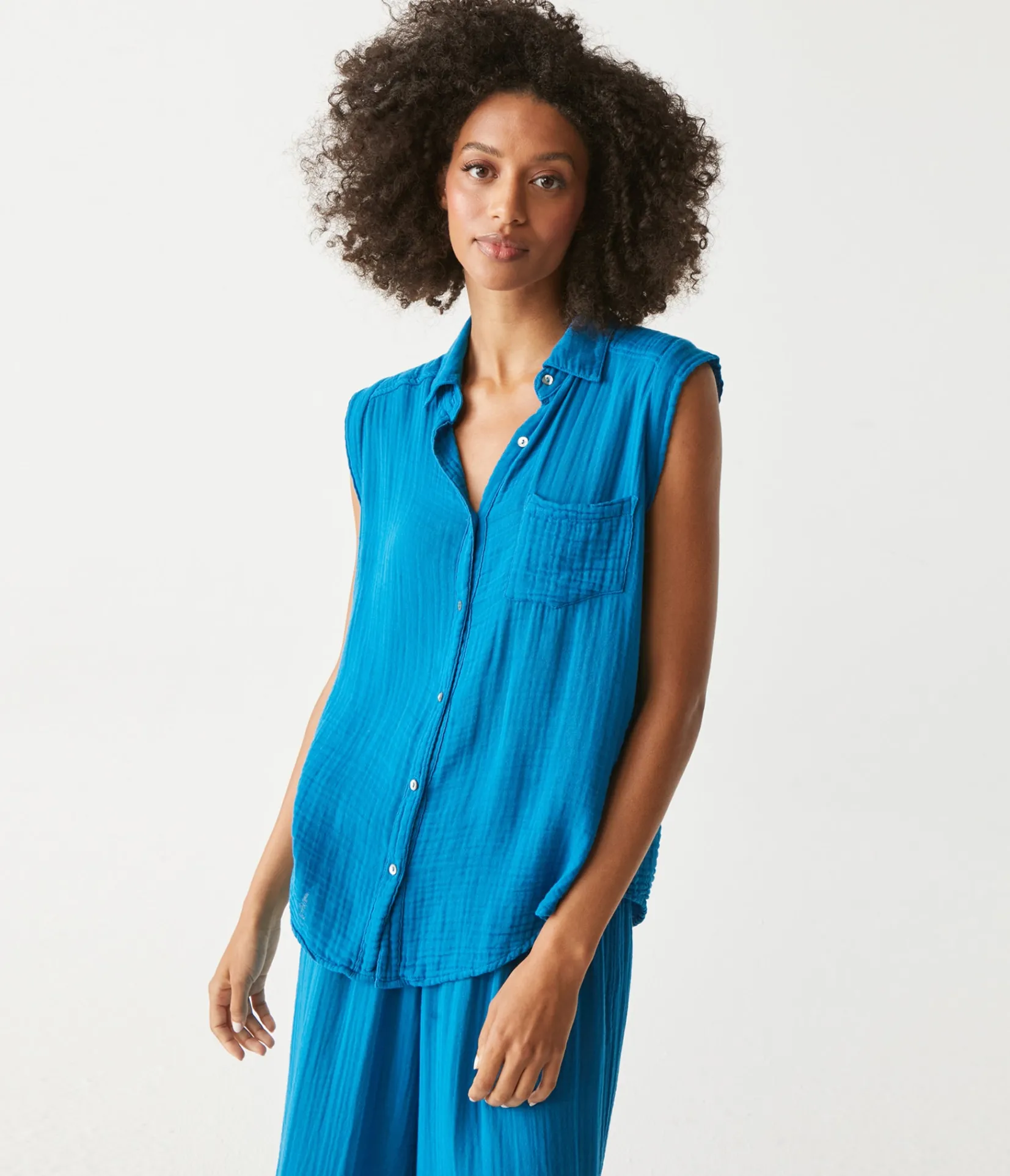 monique_gauze_button_down_tank_20.webp Michael Stars Monique Gauze Button Down Tank- Tops, Blouses & Shirts