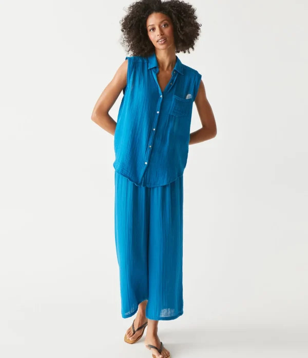 Michael Stars Monique Gauze Button Down Tank- Tops, Blouses & Shirts