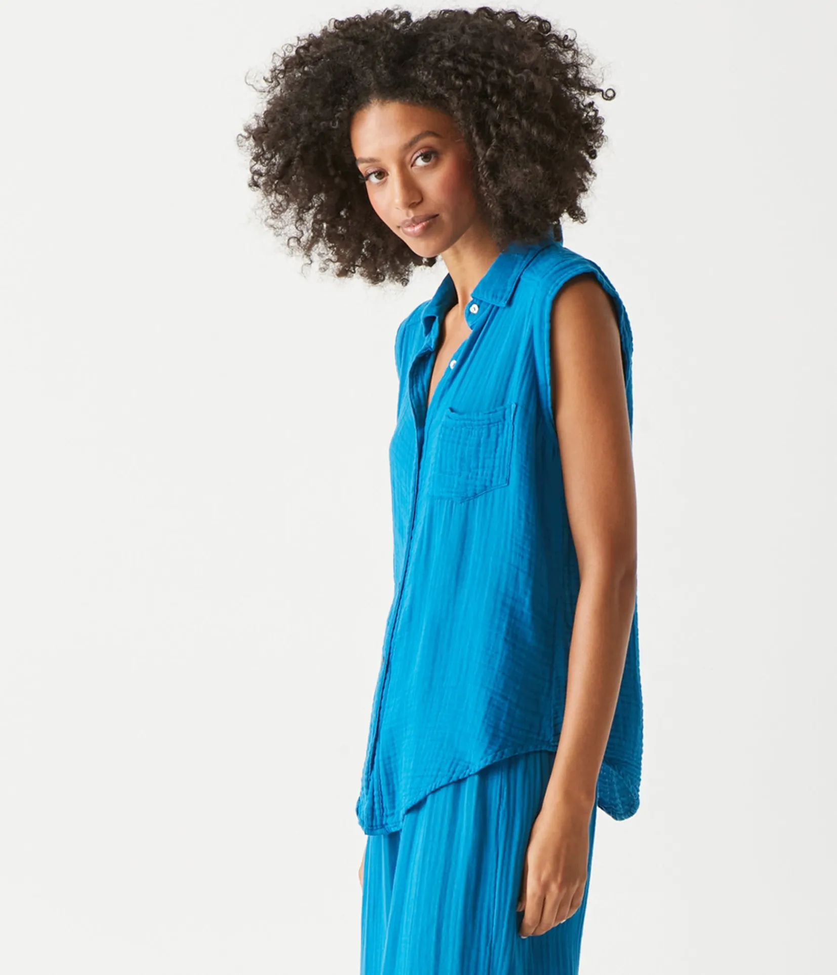 monique_gauze_button_down_tank_23.webp Michael Stars Monique Gauze Button Down Tank- Tops, Blouses & Shirts