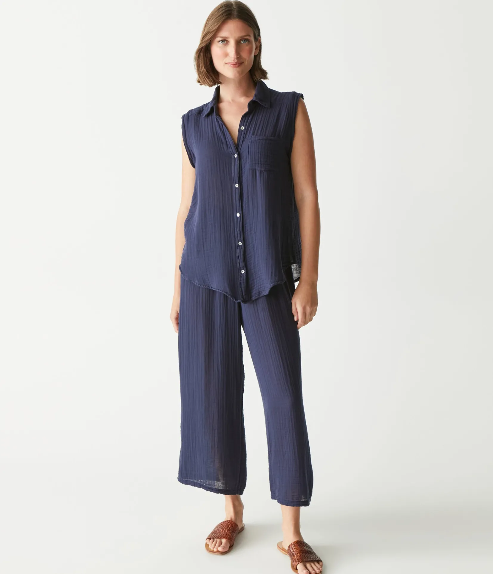 monique_gauze_button_down_tank_26.webp Michael Stars Monique Gauze Button Down Tank- Tops, Blouses & Shirts