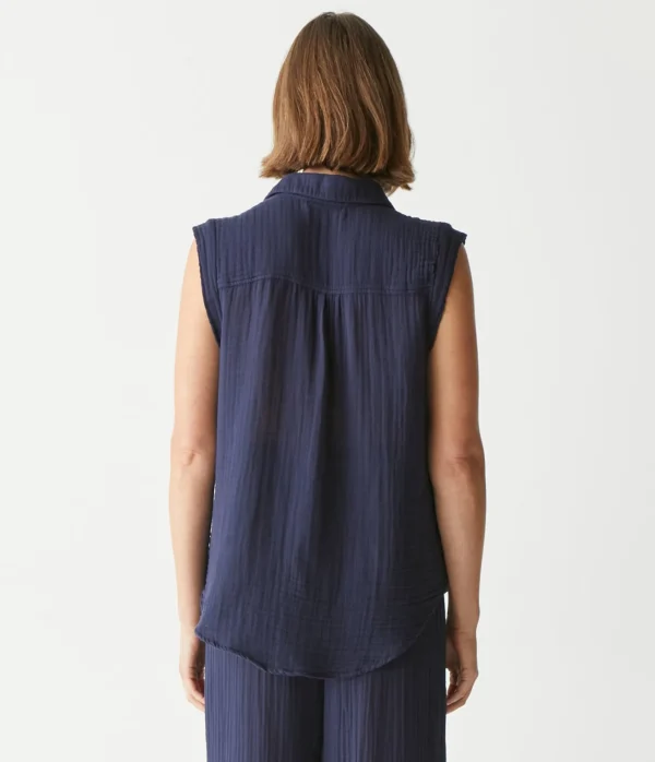 Michael Stars Monique Gauze Button Down Tank- Tops, Blouses & Shirts