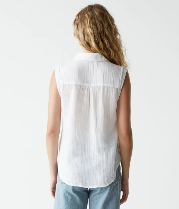 Michael Stars Monique Gauze Button Down Tank- Tops, Blouses & Shirts