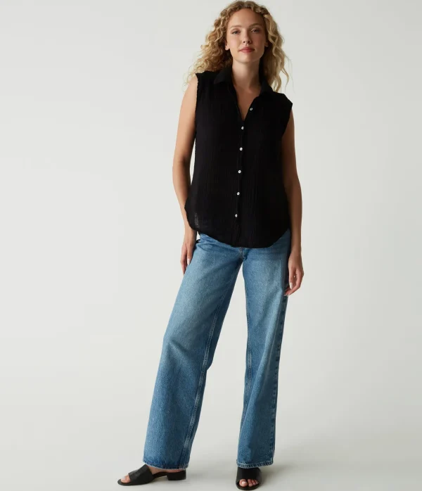 Michael Stars Monique Gauze Button Down Tank- Tops, Blouses & Shirts