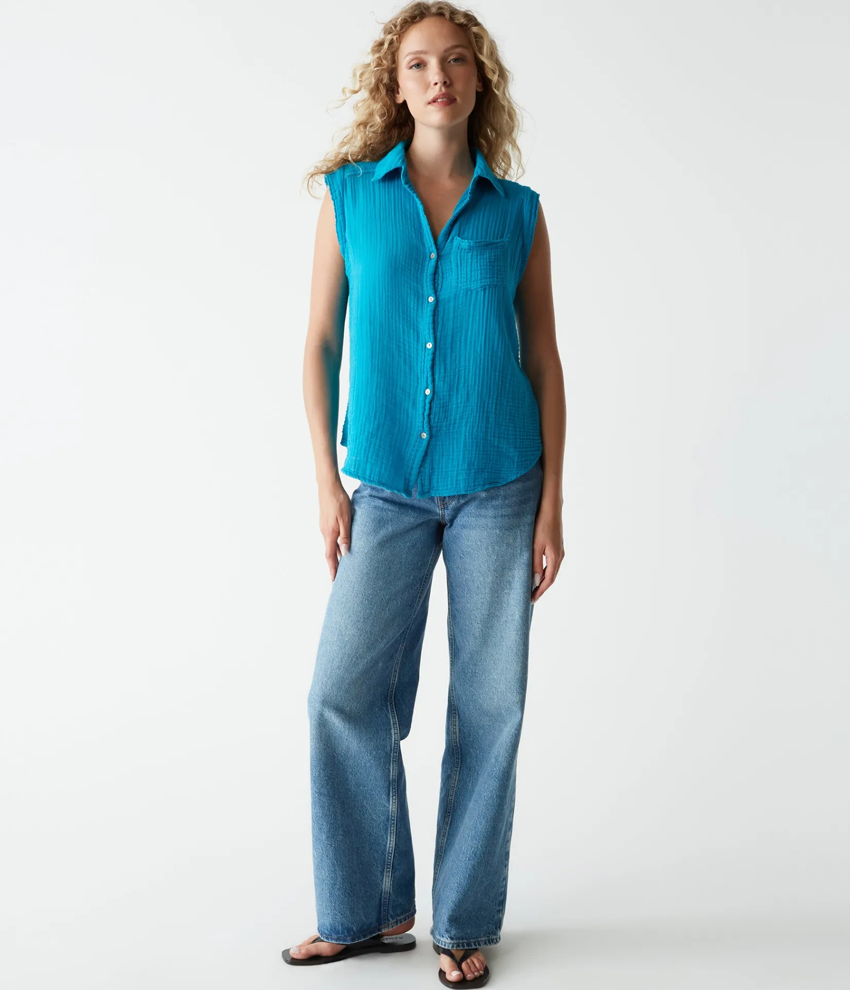 monique_gauze_button_down_tank_34.webp Michael Stars Monique Gauze Button Down Tank- Tops, Blouses & Shirts