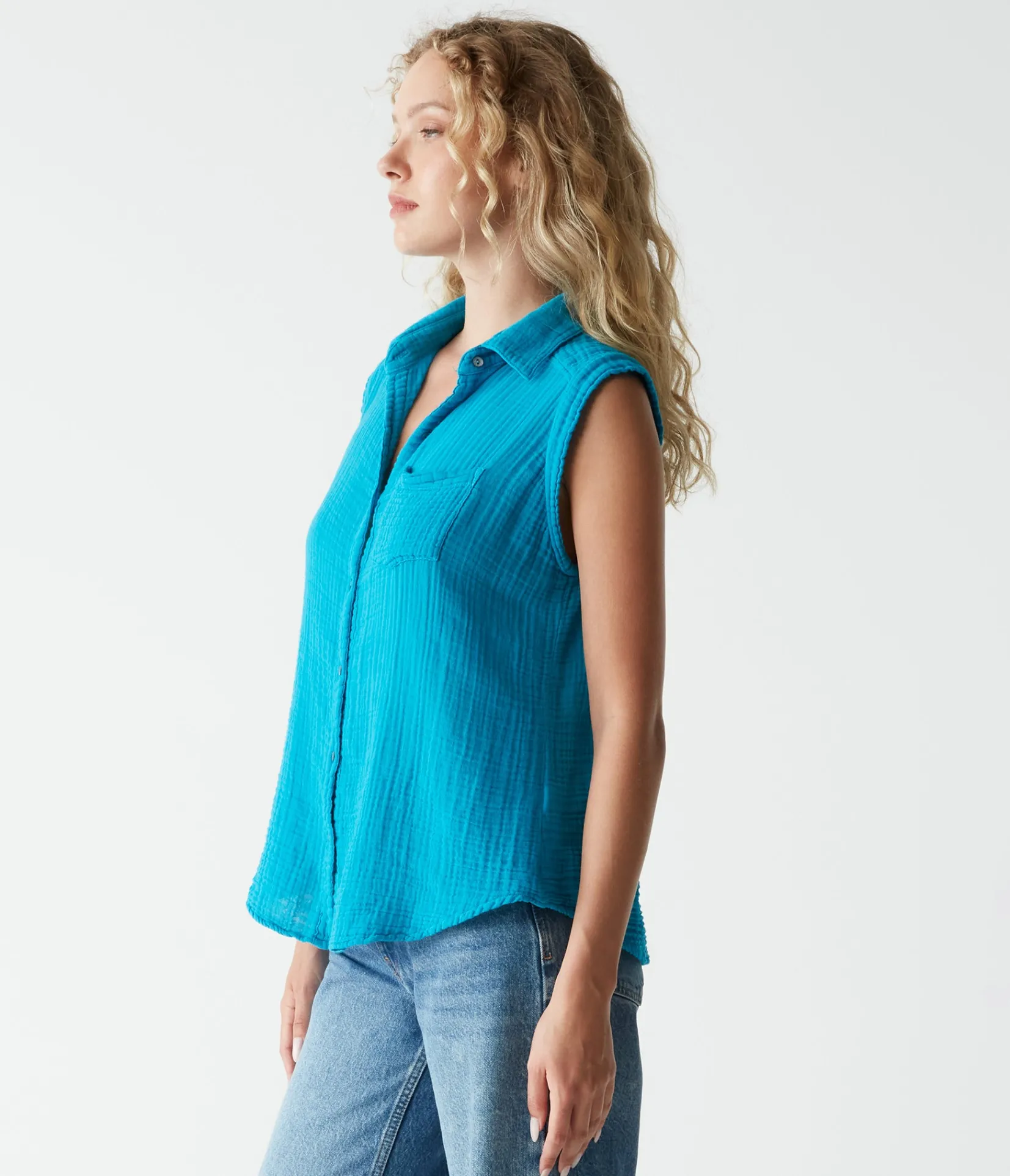 monique_gauze_button_down_tank_35.webp Michael Stars Monique Gauze Button Down Tank- Tops, Blouses & Shirts
