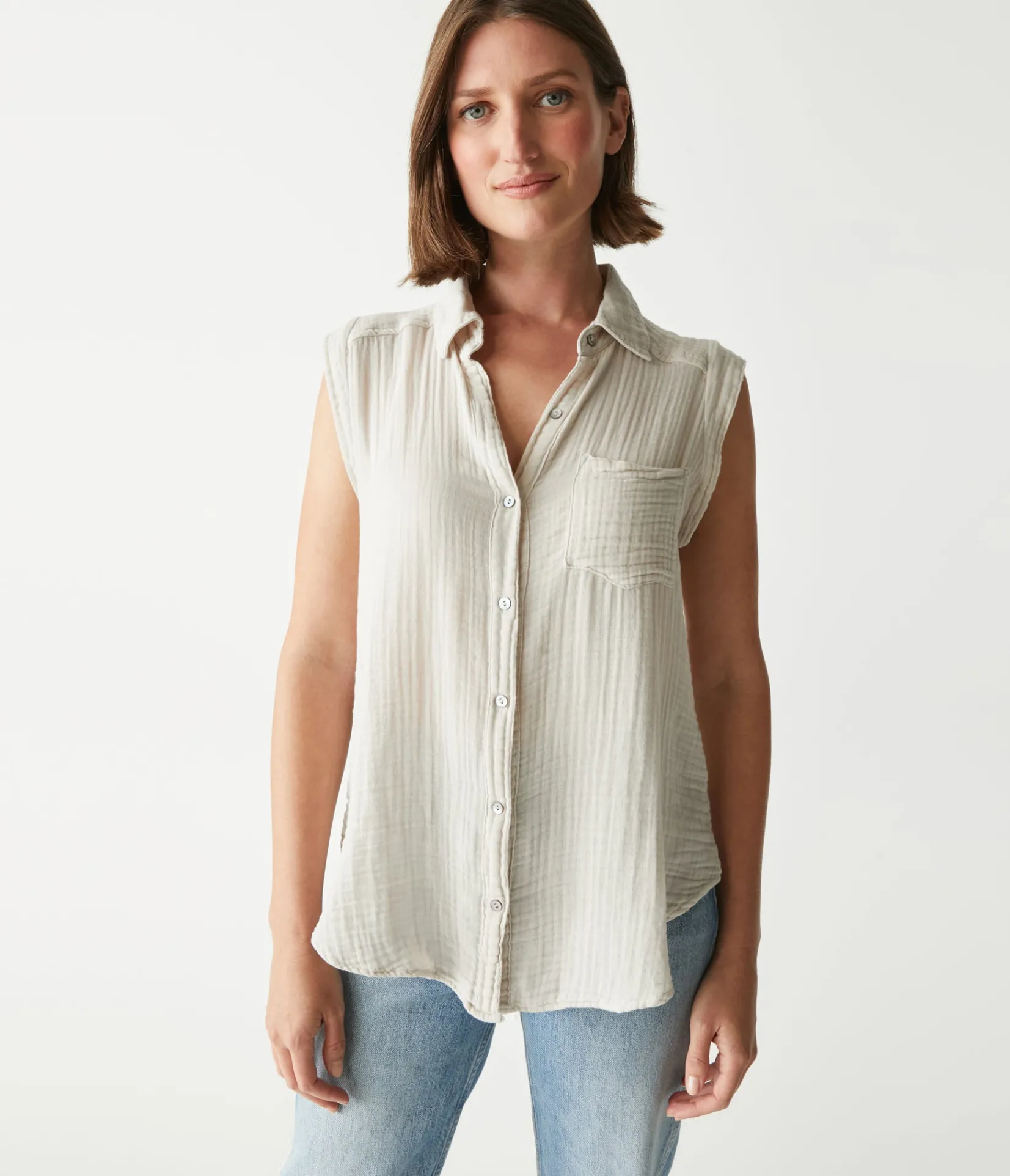 monique_gauze_button_down_tank_4.webp Michael Stars Monique Gauze Button Down Tank- Tops, Blouses & Shirts
