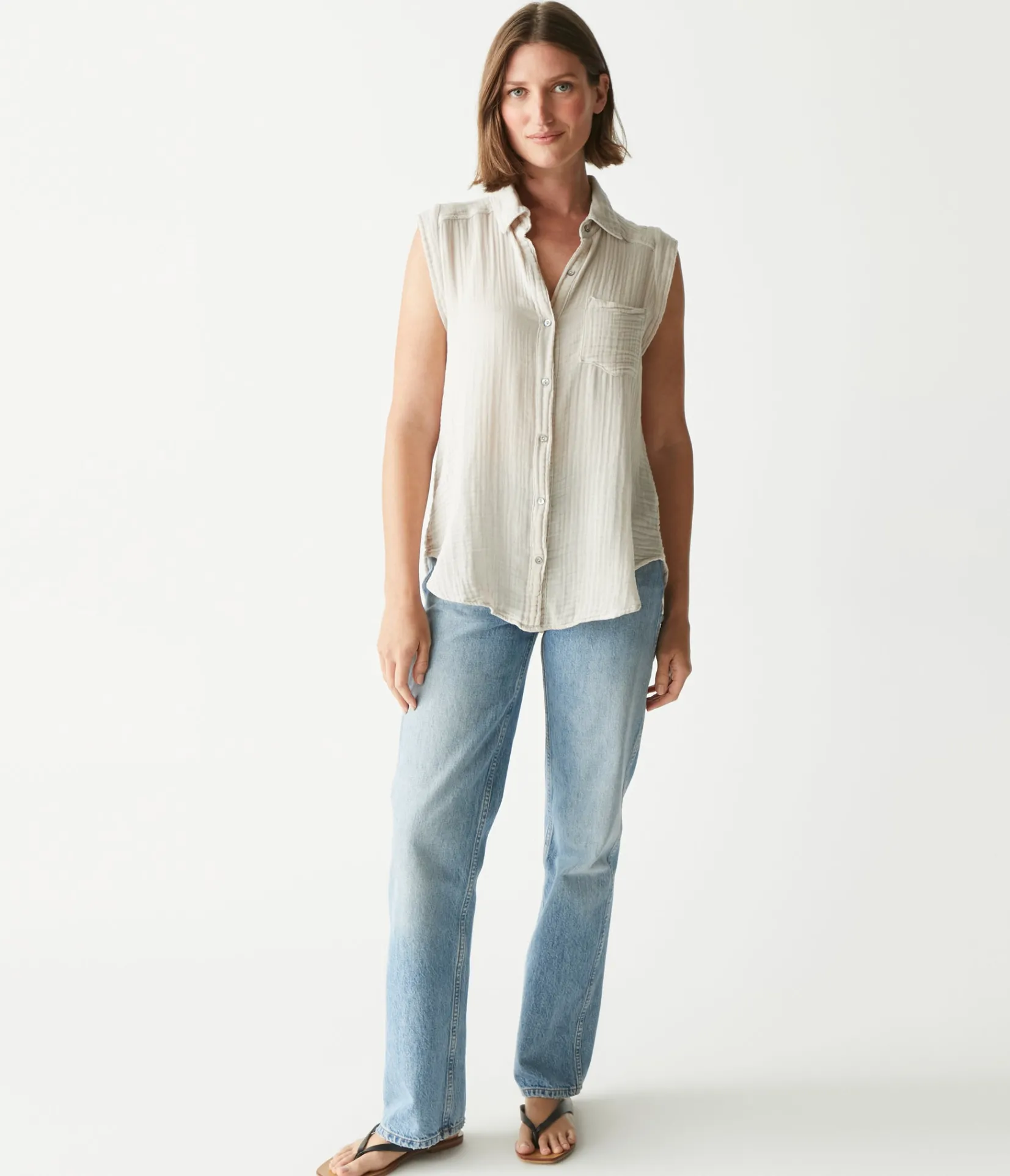 monique_gauze_button_down_tank_5.webp Michael Stars Monique Gauze Button Down Tank- Tops, Blouses & Shirts
