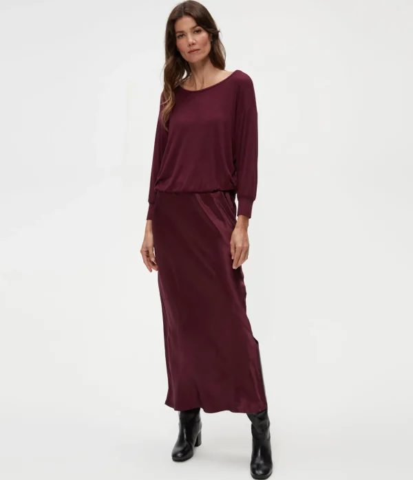 Michael Stars Nadia Mixed Fabric Satin Dress- Dresses | Midi Dresses