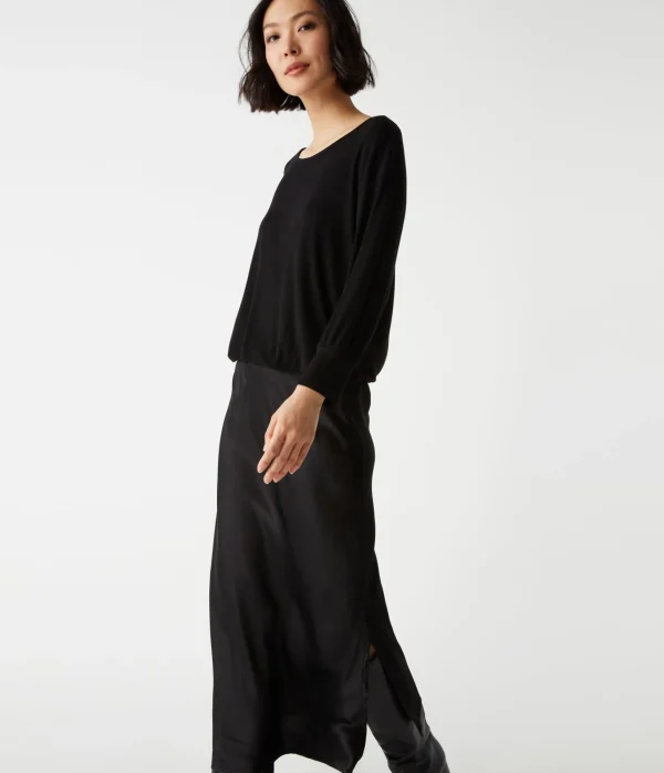 Michael Stars Nadia Mixed Fabric Satin Dress- Dresses | Midi Dresses