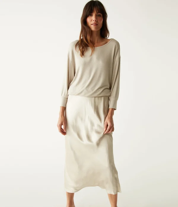 Michael Stars Nadia Mixed Fabric Satin Dress- Dresses | Midi Dresses