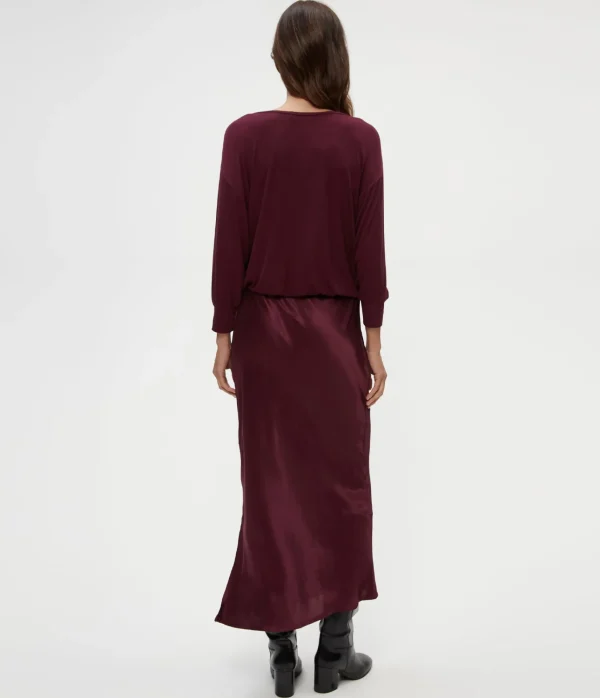 Michael Stars Nadia Mixed Fabric Satin Dress- Dresses | Midi Dresses